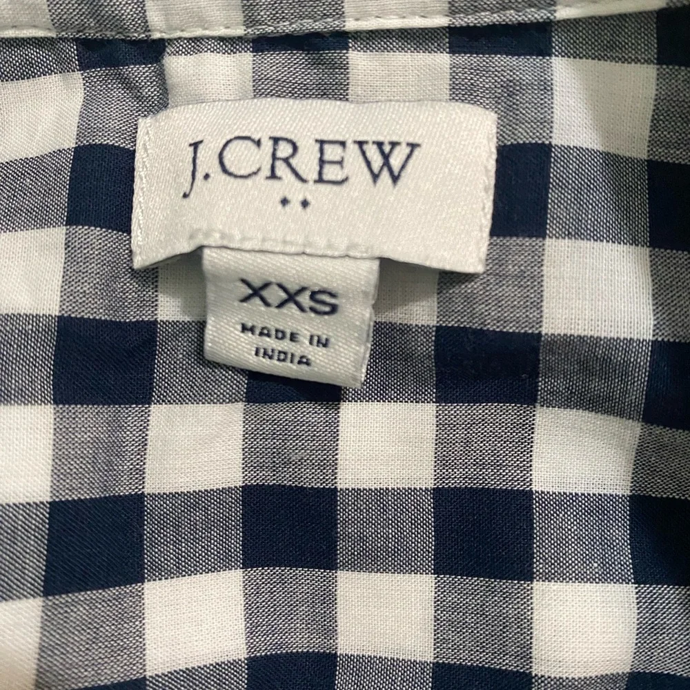 J. Crew The Perfect Shirt Gingham Blue White Plaid Checker Button Down Shirt XXS
